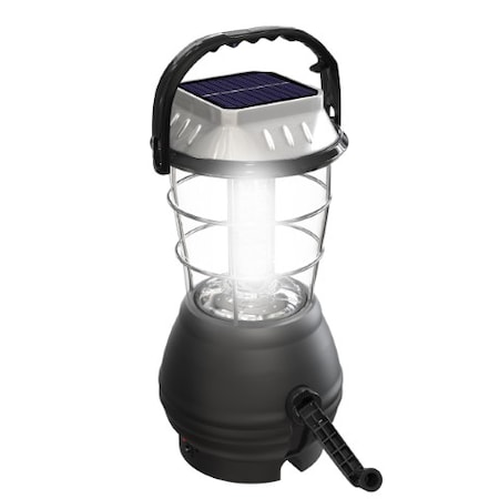 Fleming Supply Solar Powered, Crank Dynamo, Battery Operated Lantern, 4 Ways to Power, 180 Lumen 36-LED for Camping 175762YDT